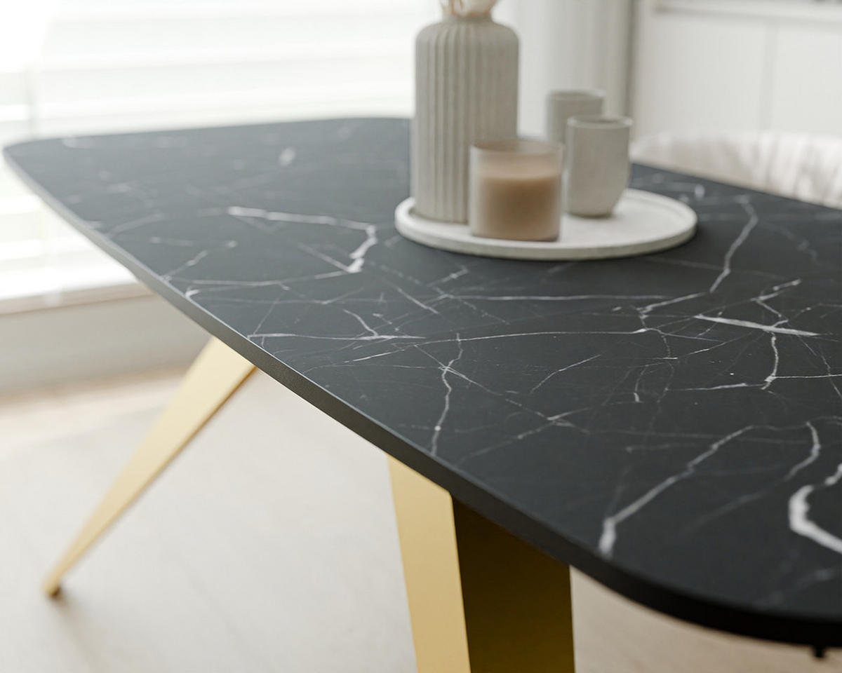 AUSZIEHTISCH FENTO 180/90/76 cm, Gold / Grigia Pietra (Steingrau) - Grau, Holzwerkstoff/Metall (90/180/76cm) - Idohome