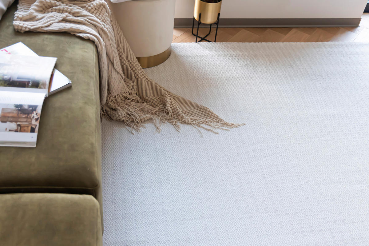 TEPPICH Weiß Modern Geometrisch - Rechteckig Minimalistisch - 250 x 350 cm - Creme/Weiß, Textil (250/350cm) - Mazovia