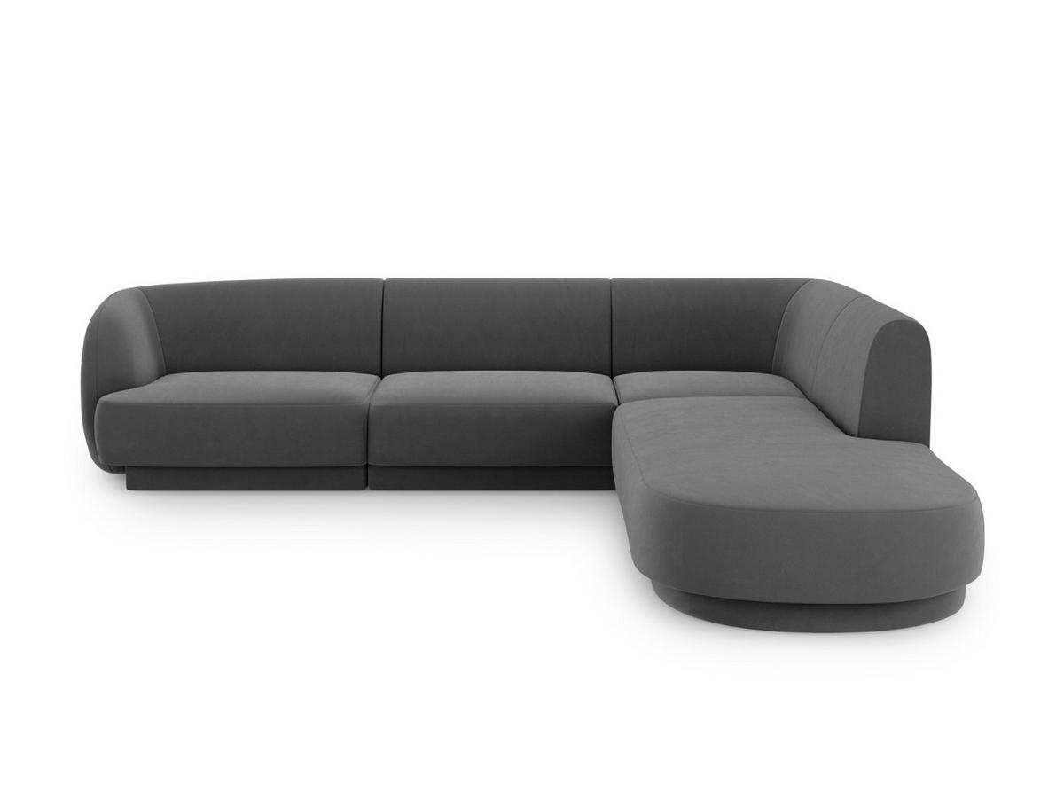 ECKSOFA rechts Miley aus Samt grau 6 Sitzplätze - Grau, Textil (248/255cm) - Micadoni