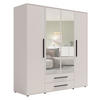 KLEIDERSCHRANK Modena in Kaschmirfarbe, mit Spiegel, mit Tür, mit Türen und Schubladen - Kaschmir/Schwarz, Holzwerkstoff/Kunststoff (200/206/59cm) - Ravio