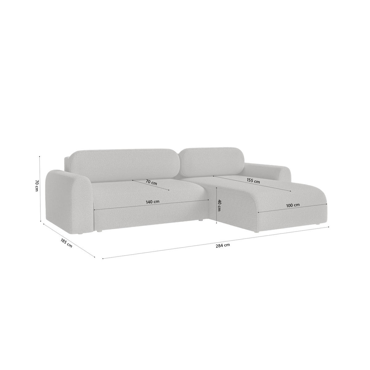 ECKSOFA Lome L mit Schlaffunktion, Graphit - Graphitfarben, Textil (286/185cm) - Fedve