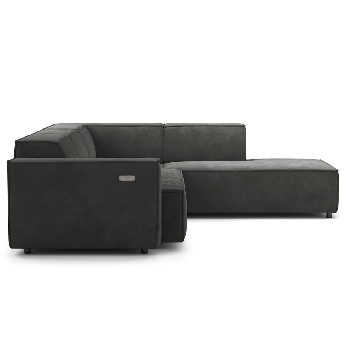 ECKSOFA mit Ottomane - Schwarz/Grau, Kunststoff/Textil (260/234cm) - home24