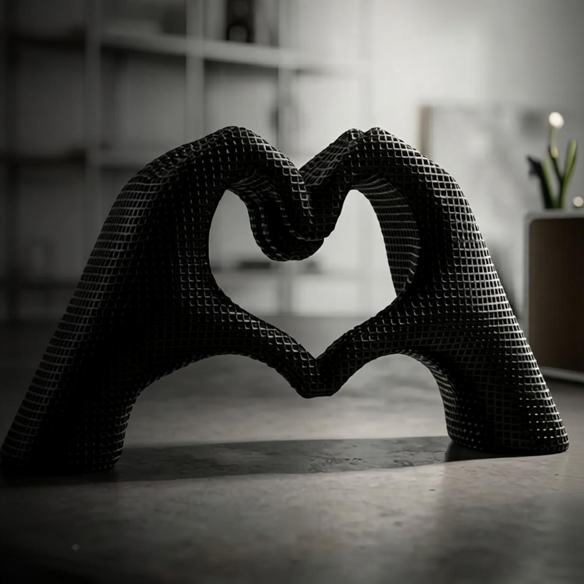 DEKOOBJEKT Hands Lover, schwarz, Polyresin, 25 x 7,5 x 13,5 cm - Schwarz, Kunststoff (25/13.5/7.5cm) - Mauro Ferretti