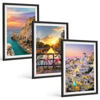 BILDER SET 3er Set - 40x60 cm Schwarzer Rahmen - Sonnenuntergang am Meer - Schwarz, Kunststoff (40/60cm) - TULUP