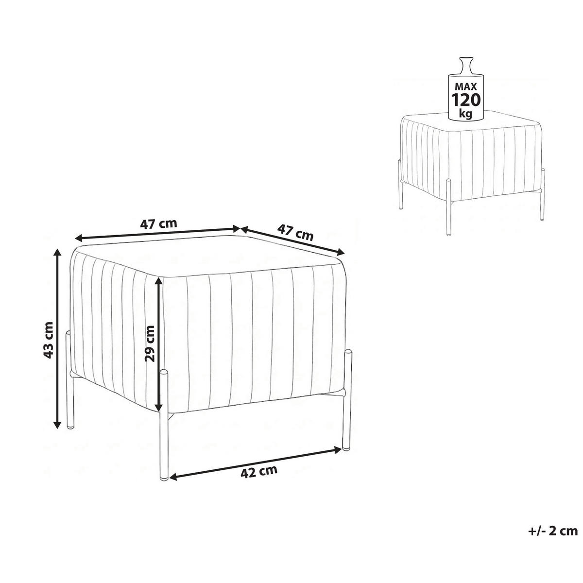 HOCKER Samtstoff Blau Utah - Blau, Textil (47/43/47cm) - Beliani