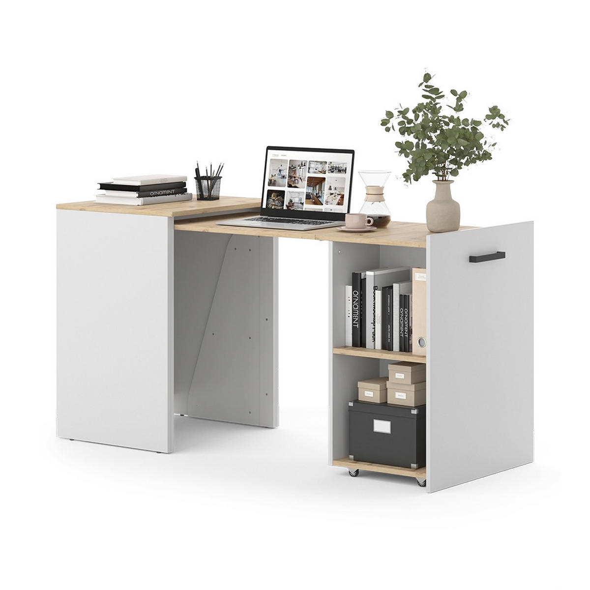 SCHREIBTISCH Adam Greige/Artisan-Eiche 60 x 50.4 cm ausziehbar - Greige/Eiche Artisan, Holzwerkstoff (50.4/60/78cm) - Vicco