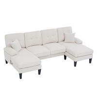 WOHNLANDSCHAFT aus Cord 250x130x88 cm in Beige mit USB/Type-C & Seitentaschen - Beige, Textil (130/88/250cm) - Modfu