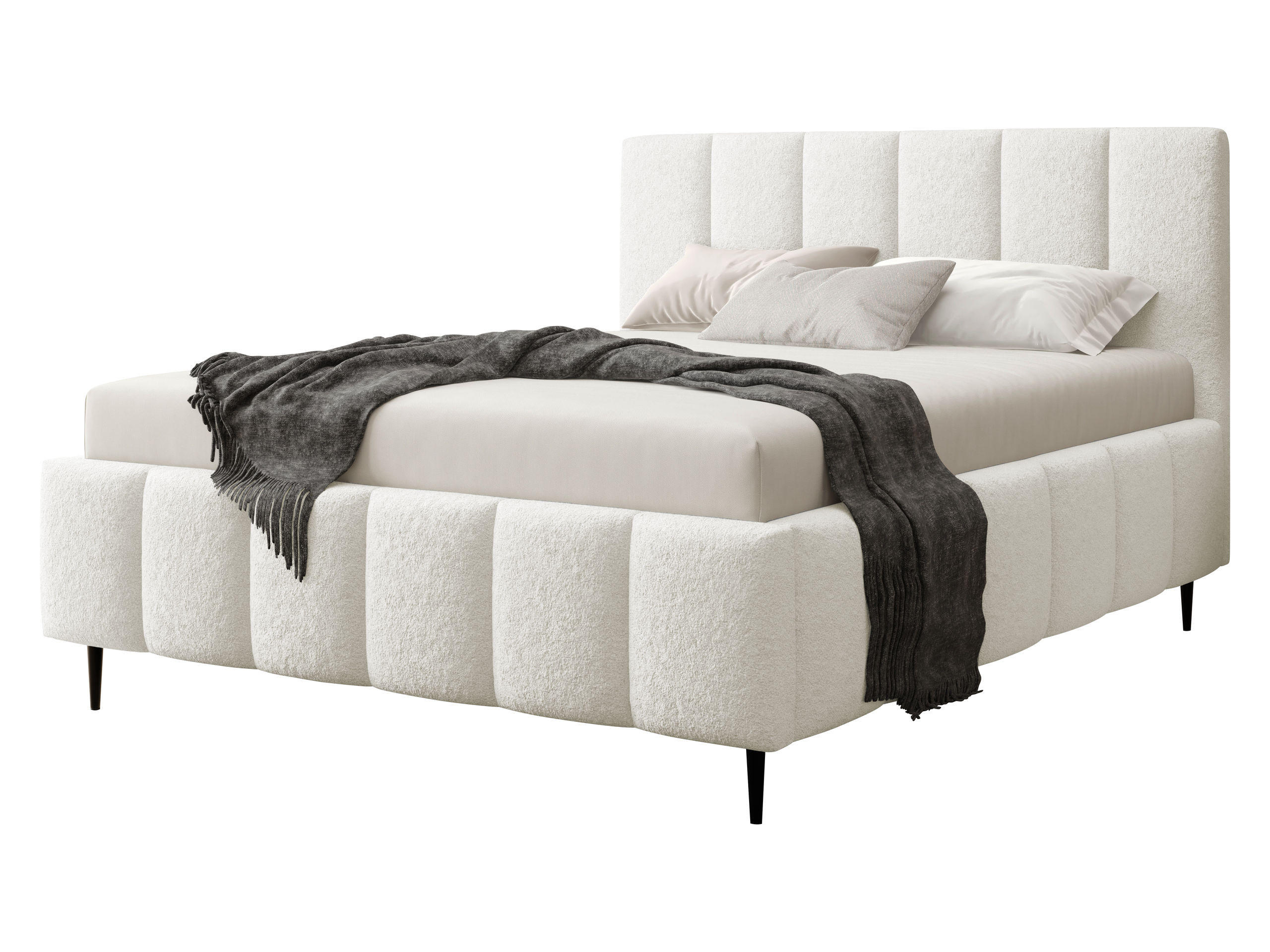 POLSTERBETT Lunaro Leg - Creme/Schwarz, Holz/Textil (160/200cm) - MIRJAN24