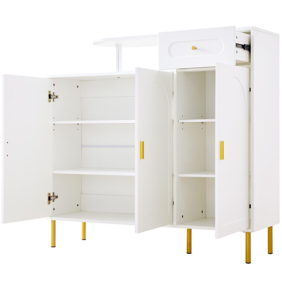 KOMMODE Sideboard 3 Türen Weiß 120x35x92cm - Weiß, Holzwerkstoff (35/92/120cm) - FLIEKS