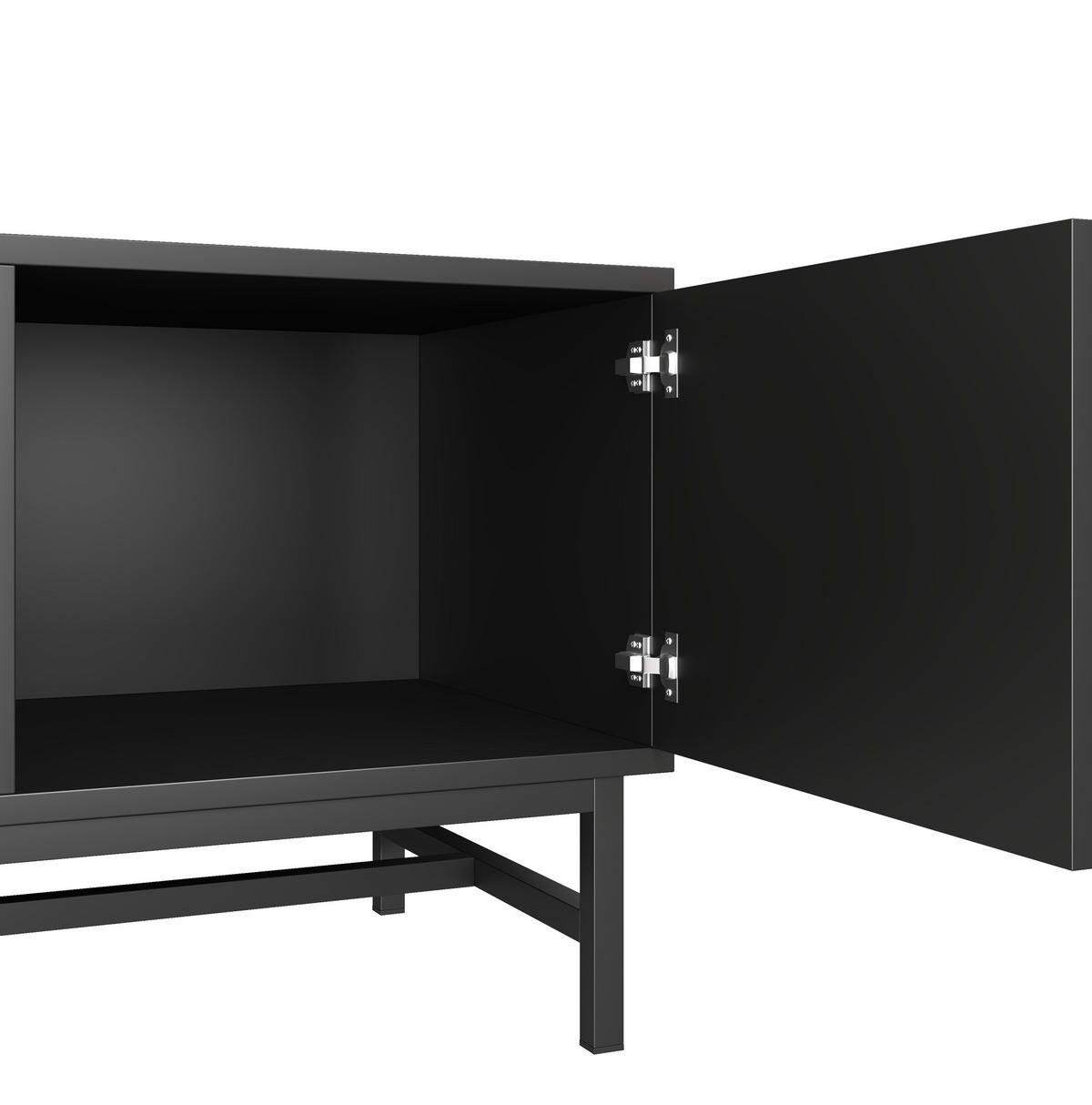 TV-SCHRANK aus Eisen 150x38x55 cm Schwarz/Natur mit viel Stauraum und stabilem Metallgestell - Hellbraun, Holzwerkstoff (150/55/38cm) - Modfu