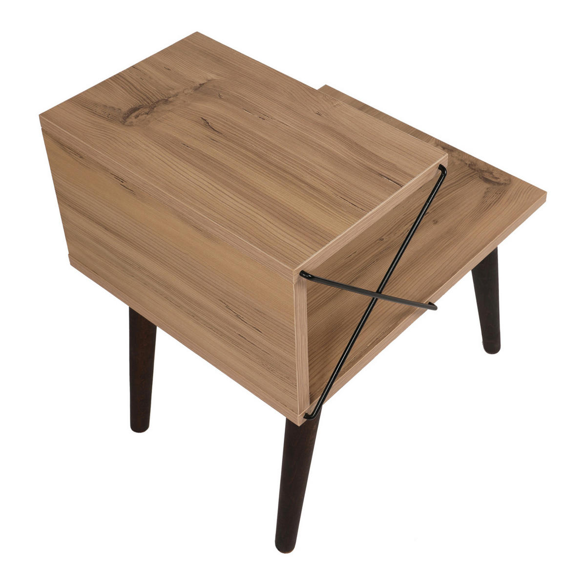 BEISTELLTISCH Bergen - Dunkelbraun/Braun, Holzwerkstoff/Buchenholz (50/40/55cm) - [en.casa]