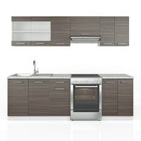 KÜCHENZEILE Raul Edelgrau 240 cm, AP Marmor - Braun/Weiß, Holzwerkstoff (240/81.6/60cm) - Vicco