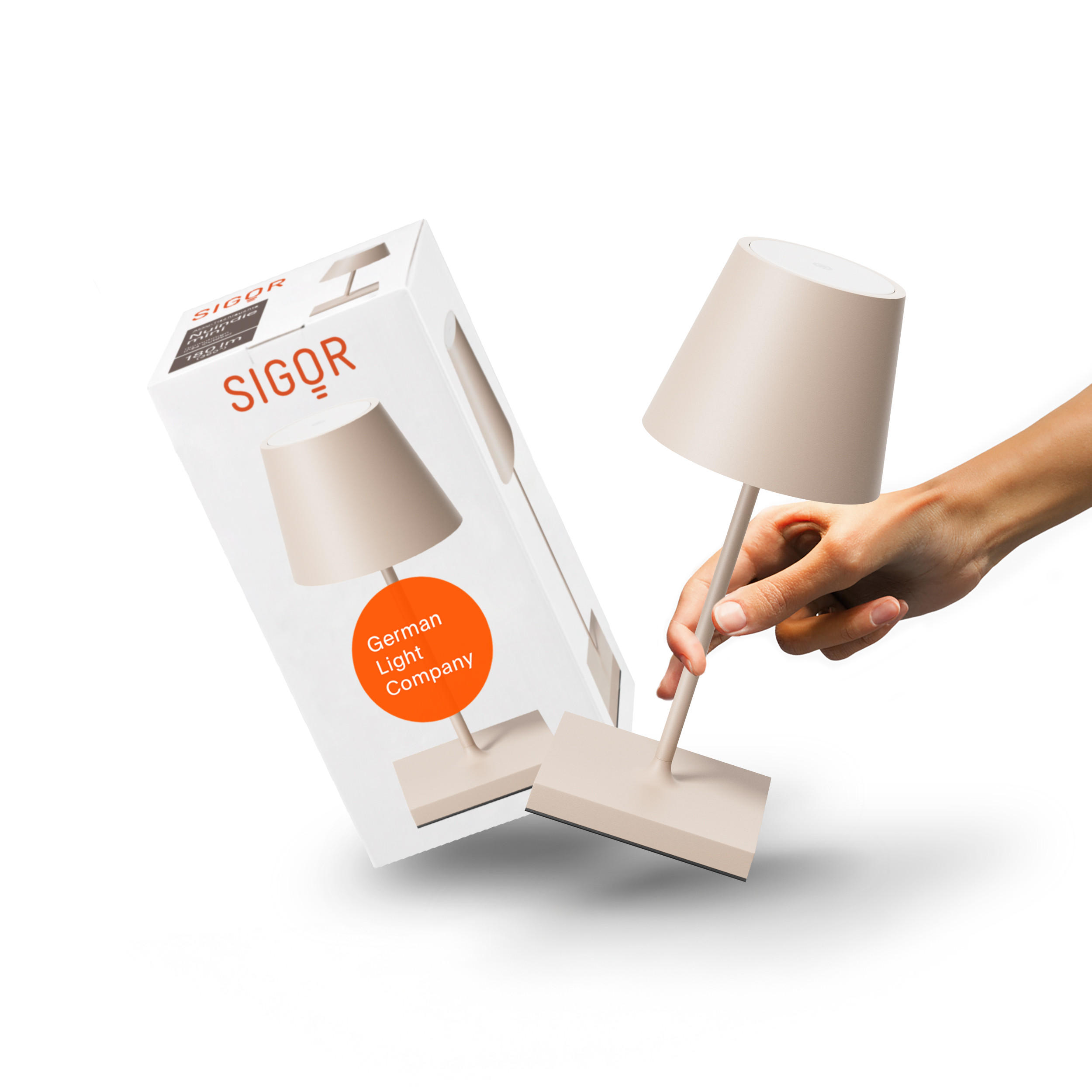 LED Akku-Tischlampe, Nuindie mini 3.0 dünenbeige - Beige, Metall (25/10/25cm) - Sigor