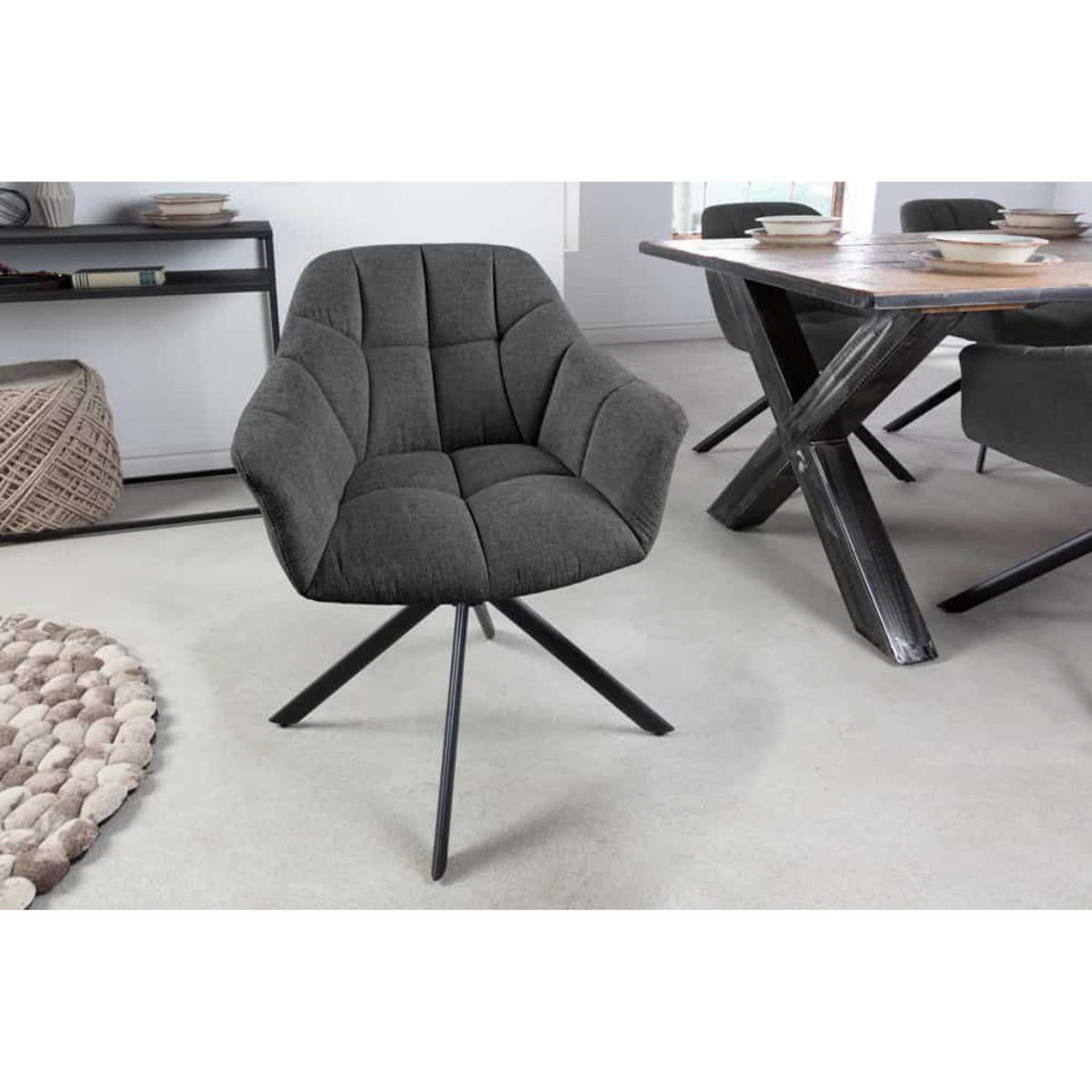 ARMLEHNSTUHL PAPILLON Strukturstoff Anthrazit, Schwarz - Schwarz/Grau, Textil/Metall (65/83/66cm) - riess-ambiente