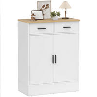 SIDEBOARD Weiß und Naturholz-Optik, 2 Türen, 2 Schubladen, 68,6/35/90,3 cm - Weiß, Holz (68.6/90.3/35cm) - PANGIVO