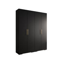 DREHTÜRENSCHRANK 236.7/200/47 4-türig - Goldfarben/Schwarz, Holz/Metall (200/236.7/47cm) - Abiks Möbel