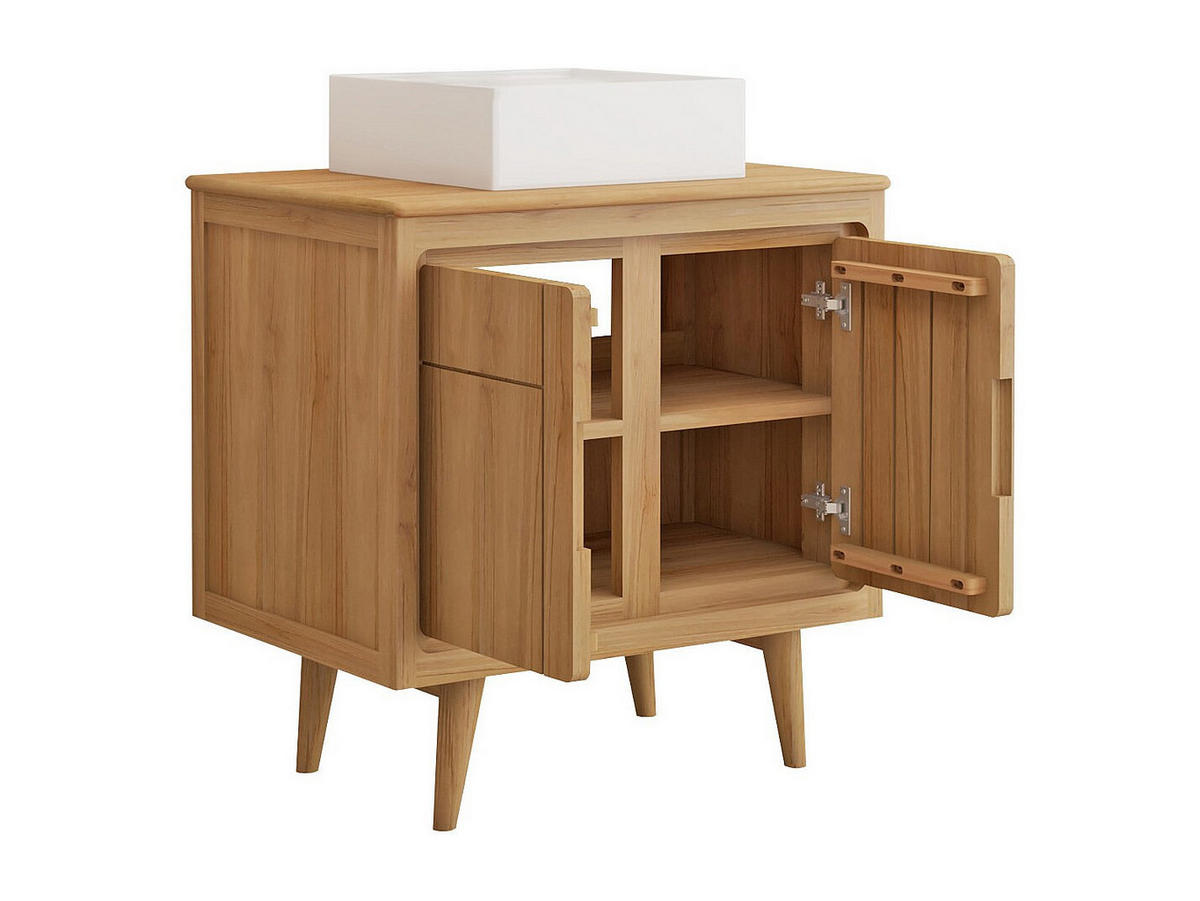 EINZELWASCHTISCH - 80 cmcm x 55 cmcm - Holz, Platte - Naturfarben Hell - BINTUNI - Naturfarben, Holz (80/80/55cm) - Vente-Unique