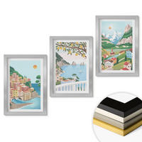 WANDBILDER 3er Set - 20x30 cm Silberner Rahmen - Pastellfarbene Küstenansichten - Silberfarben, Kunststoff (20/30cm) - ArtPrintCave