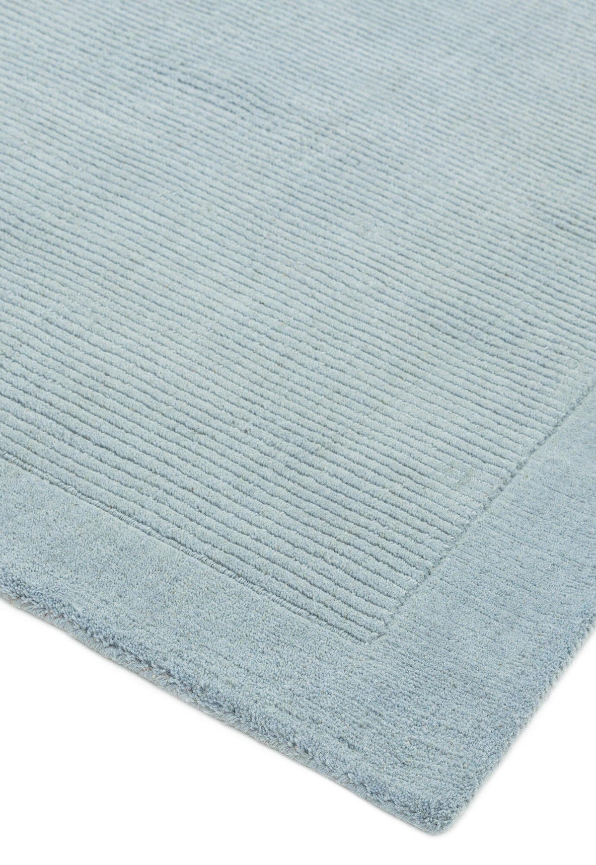 TEPPICH Schurwolle handgewebt mit Bordüre modern STOW, Hellblaugrün 200x290 cm - Hellblau, Textil (200/290cm) - KADIMA DESIGN