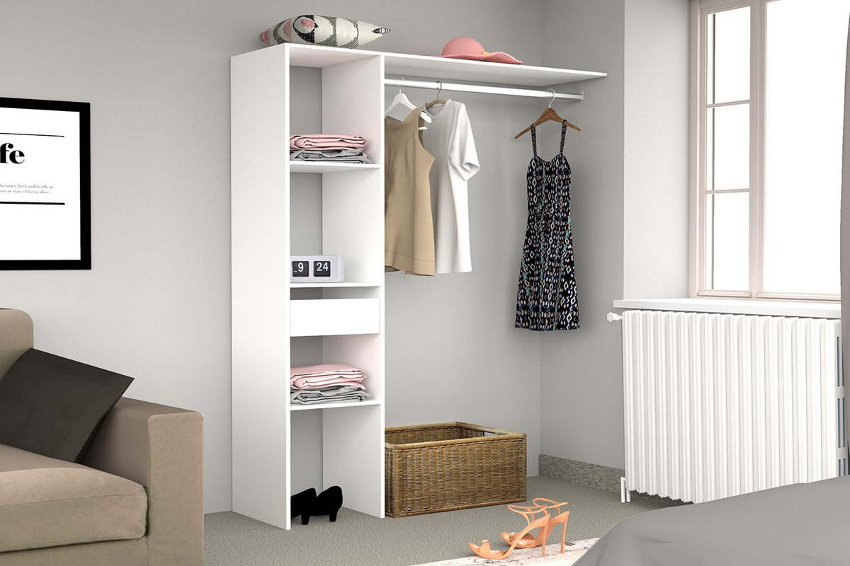 ANKLEIDEZIMMER Elysee Weiß 138 x 40 x 180 cm - Weiß, Holzwerkstoff (40/180/138cm) - Concept Usine