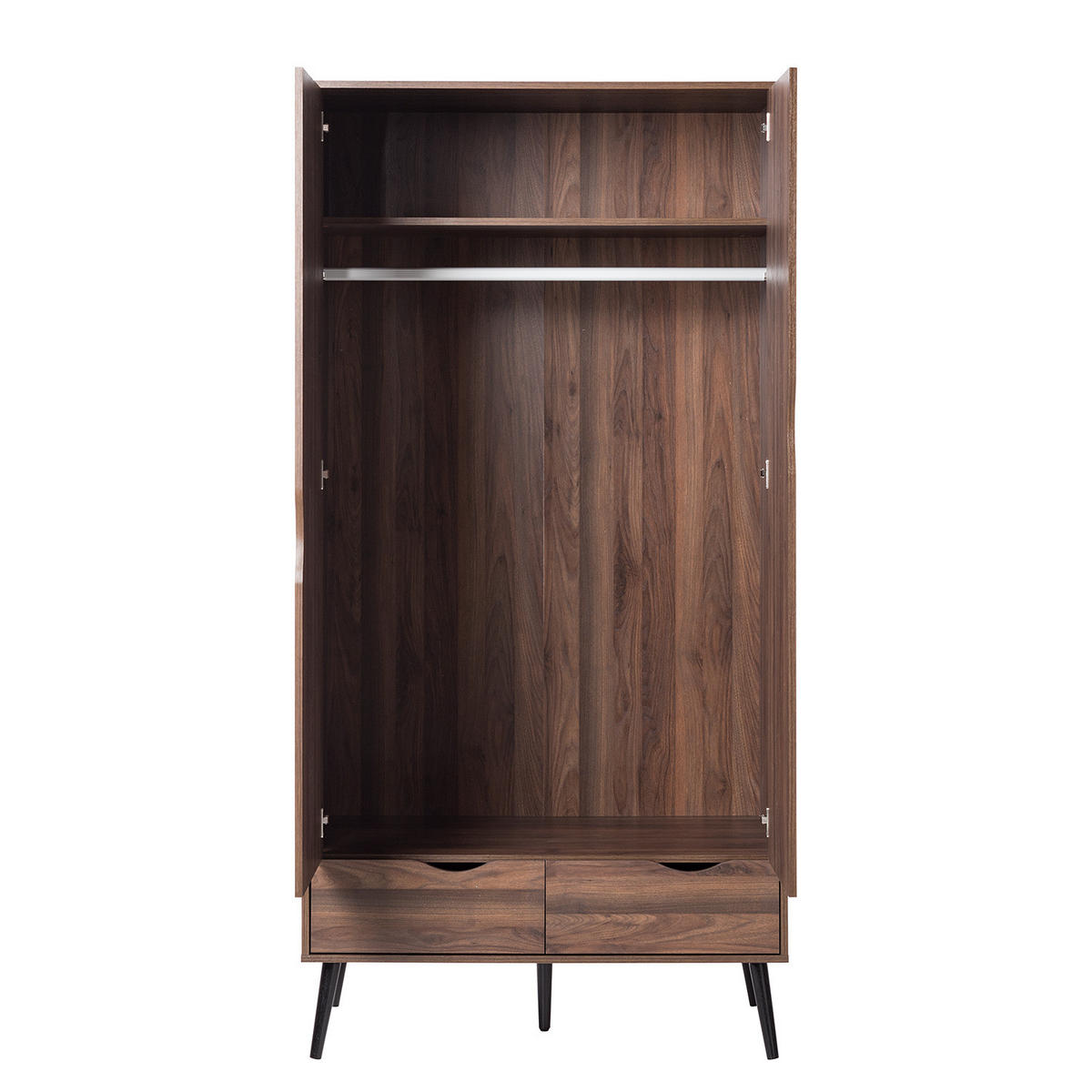 DREHTÜRENSCHRANK mit 2 Türen - Walnuss Dekor - Walnussfarben/Schwarz, Holz/Holzwerkstoff (99/200/58cm) - home24