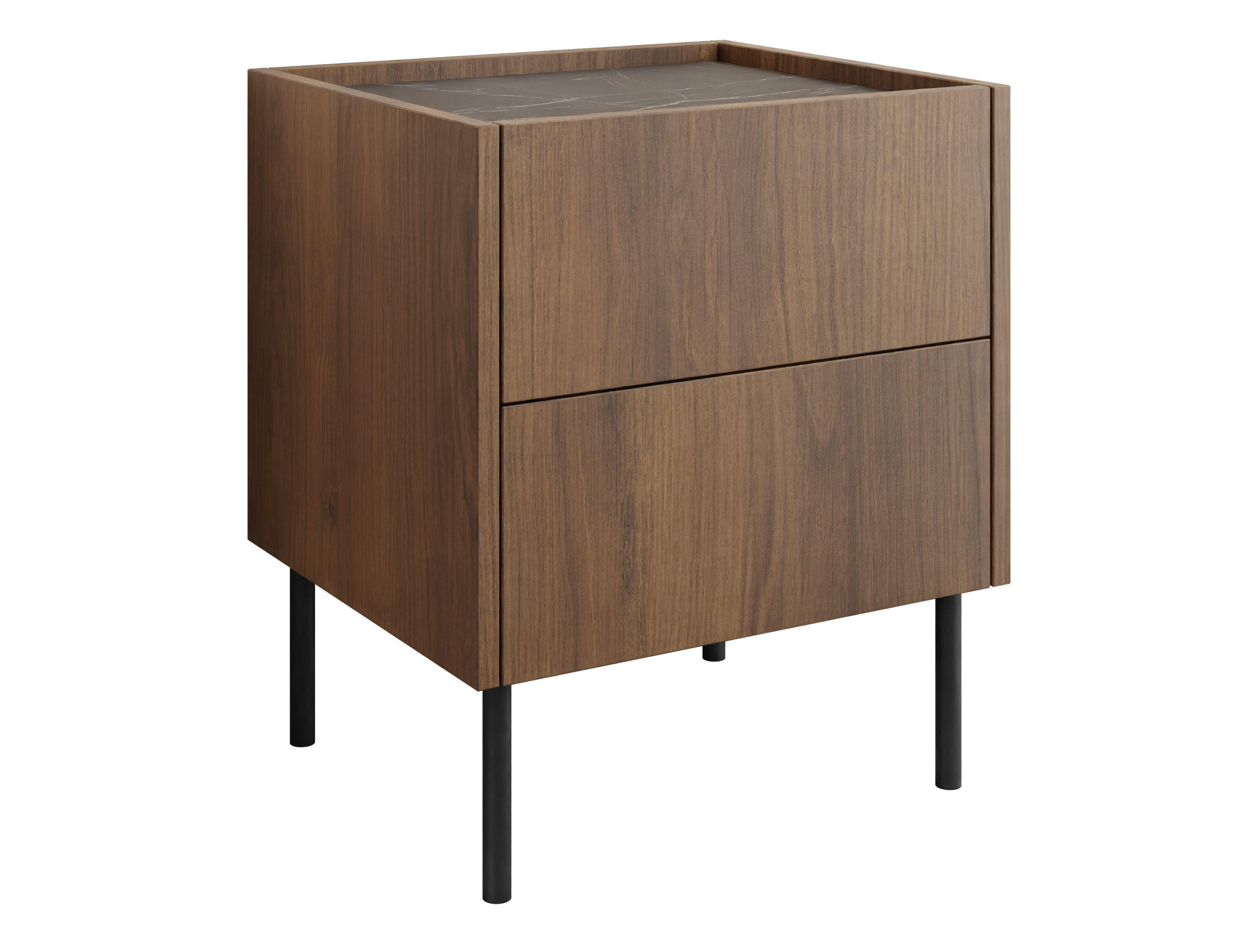 NACHTTISCH Tewos S40 S2 - Nussbaumfarben/Schwarz, Holzwerkstoff/Metall (40/50/37cm) - MIRJAN24