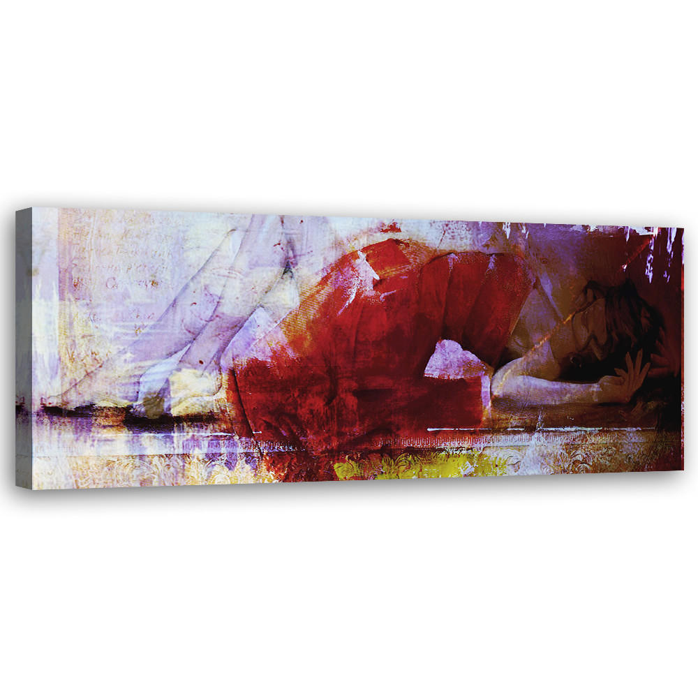 WANDBILD frau im roten kleid - Rot, Textil (90/30cm) - Feeby