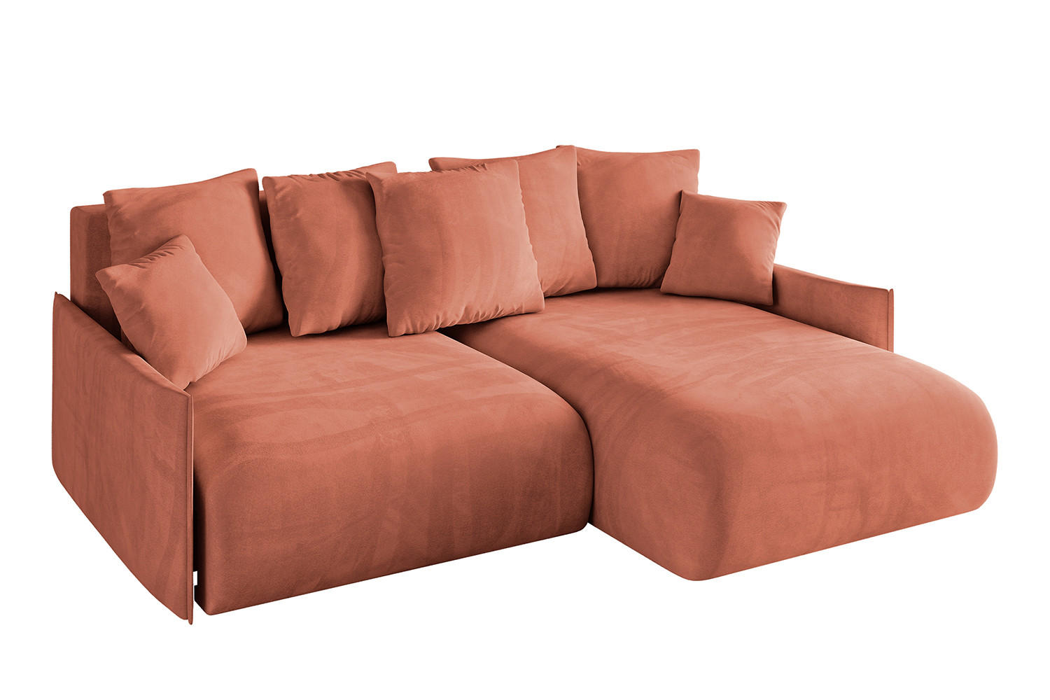 ECKSOFA Ottomane rechts ONESK-L -v1 216x177x72 Apricot Velours - Koralle, Holzwerkstoff/Kunststoff (177/216cm) - ALTDECOR