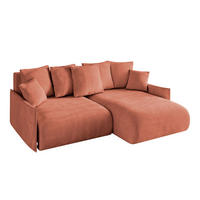 ECKSOFA Ottomane rechts ONESK-L -v1 216x177x72 Apricot Velours - Koralle, Holzwerkstoff/Kunststoff (177/216cm) - ALTDECOR