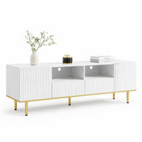 TV-LOWBOARD aus Spanplatte 165x36x55 cm Schwarz-Gold mit 2 Schubladen und 2 Fächern - Weiß, Holzwerkstoff (165/55/36cm) - IVMEU