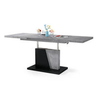 COUCHTISCH rechteckig Beton - Schwarz ausziehbar höhenverstellbar - Hellgrau/Schwarz, Holzwerkstoff (70/120/60cm) - designimpex