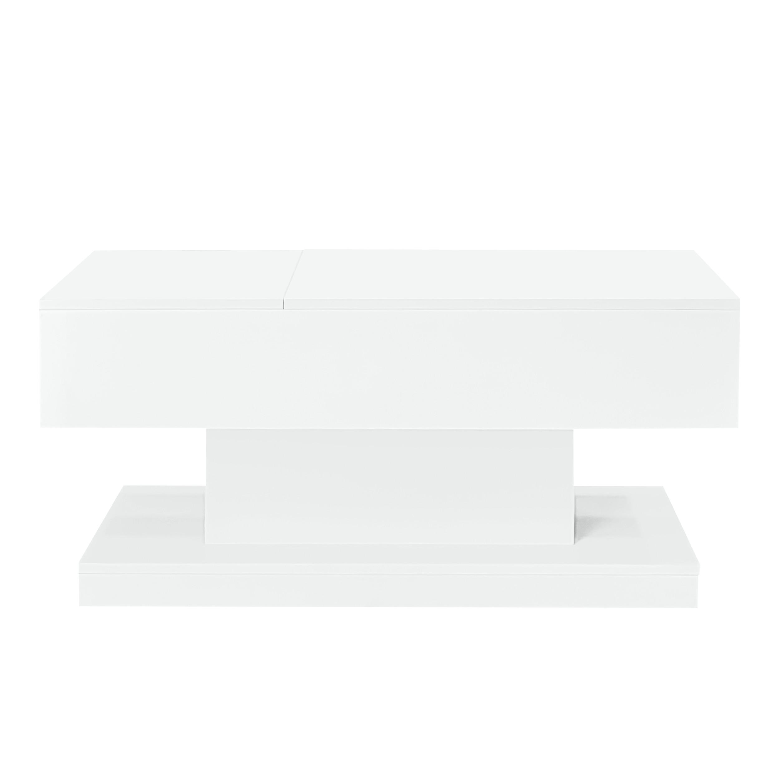 COUCHTISCH Weiß 100/50/45 cm mit LED - Weiß, Holzwerkstoff (50/100/45cm) - PANGIVO