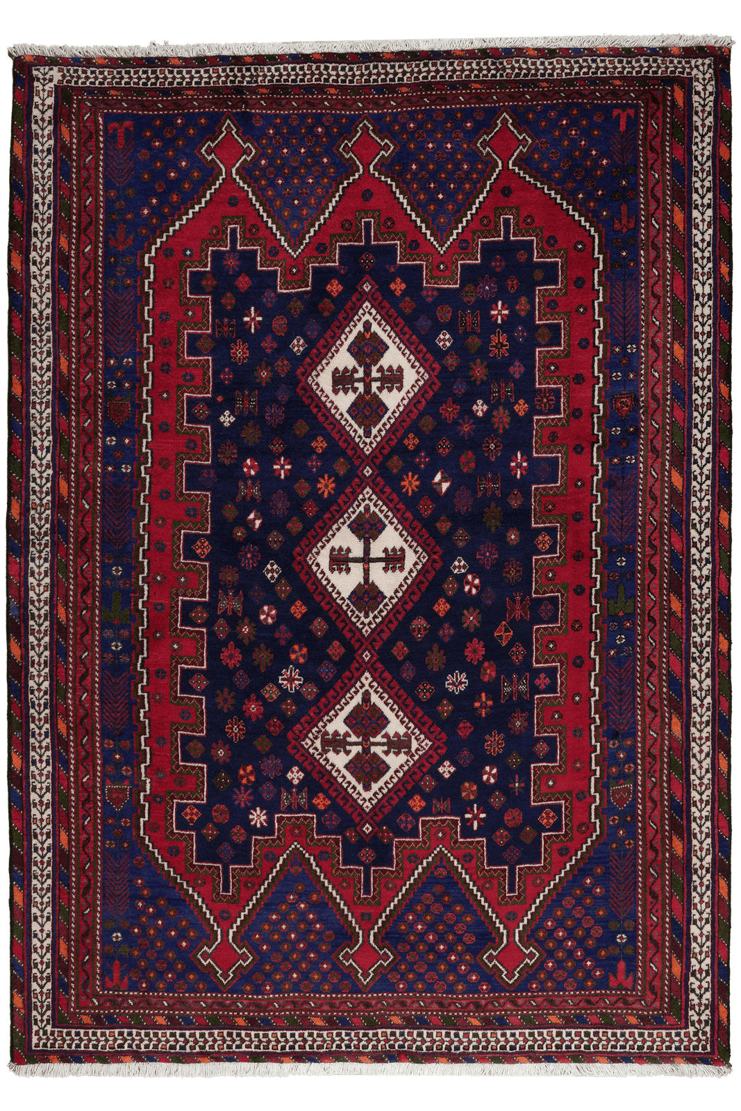 ORIENTTEPPICH handgeknüpft Afshar Rot, Blau 225/160 cm Schurwolle - Blau/Rot, Textil (160/225cm) - Looma