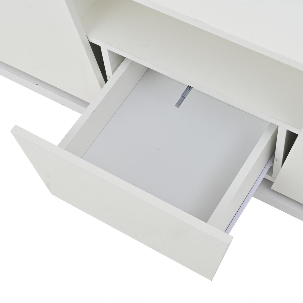 COUCHTISCH 100/50/40 cm weiß mit LED-Beleuchtung 2 Schränken und 1 Schublade - Weiß, Holzwerkstoff (100/50/40cm) - OKWISH