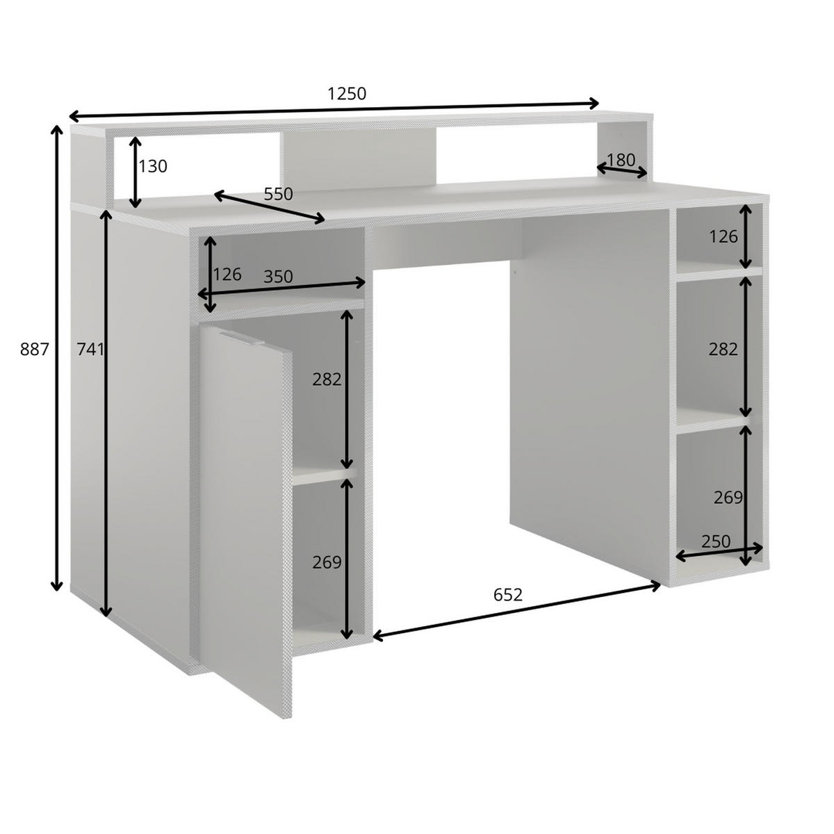 SCHREIBTISCH Graphit 125/89/55 - Graphitfarben, Holzwerkstoff (55/125/89cm) - RAUMHIRSCH FURNITURE