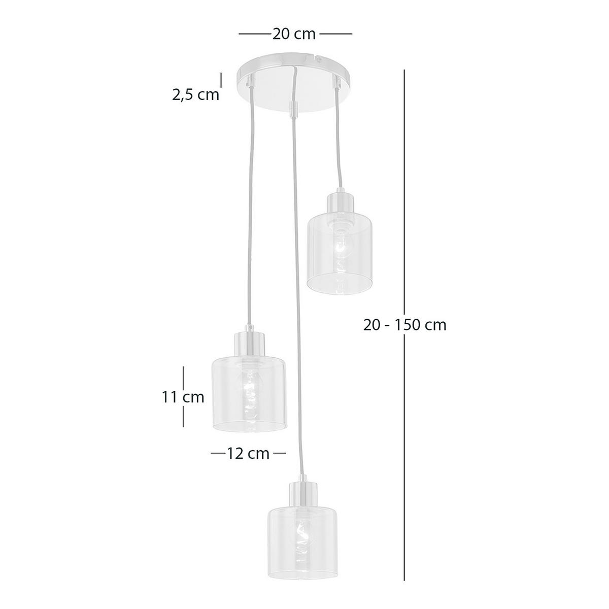 PENDELLEUCHTE - Metall / Glas, 3-flammig - Goldfarben, Glas (20/20/150cm) - home24