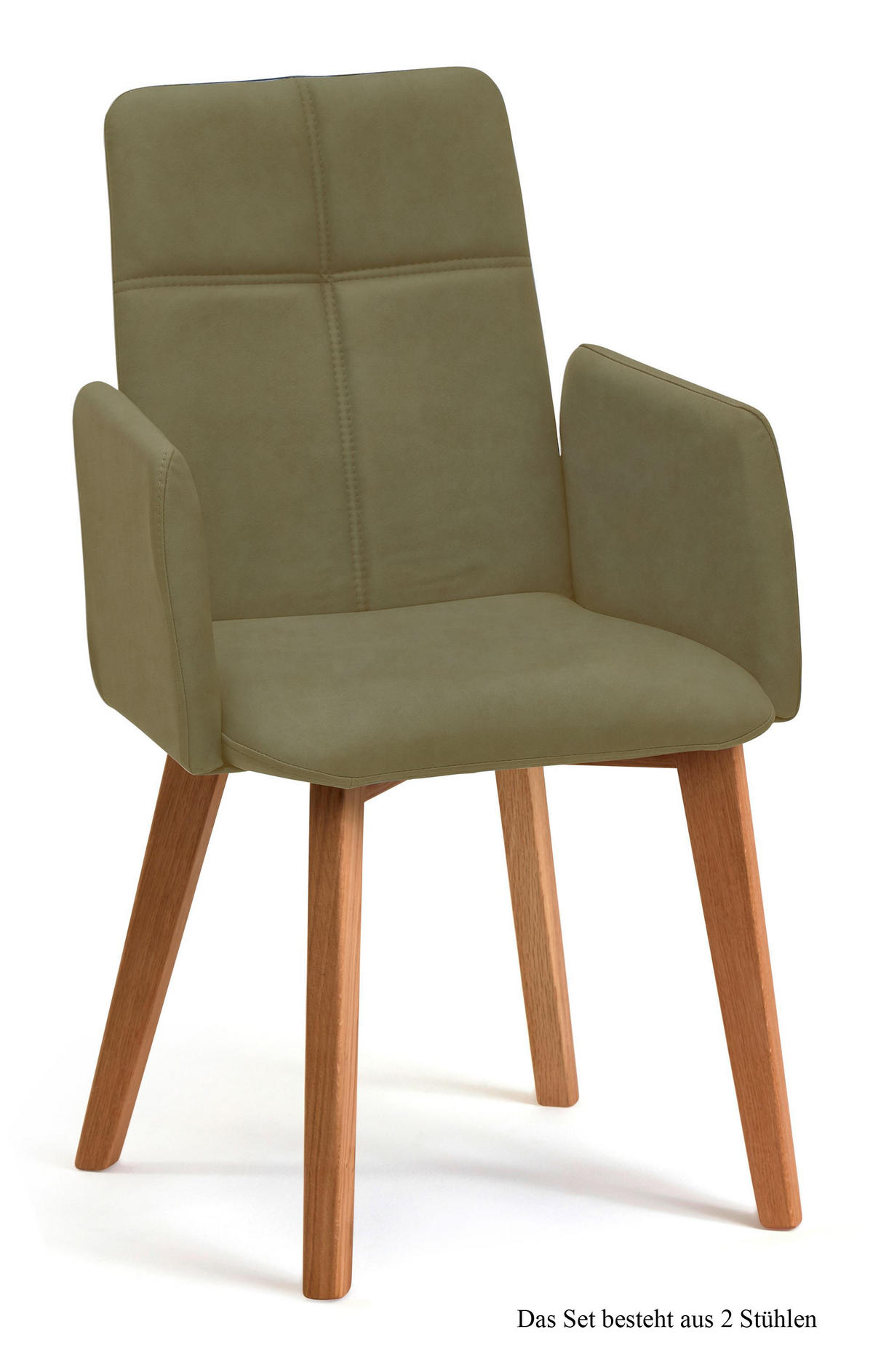 ARMLEHNSTUHL (2er-Set) Dardana 52x92x60 Eiche geölt/Olivgrün - Eichefarben/Olivgrün, Kunststoff (60/92/52cm) - 58aufmkessel