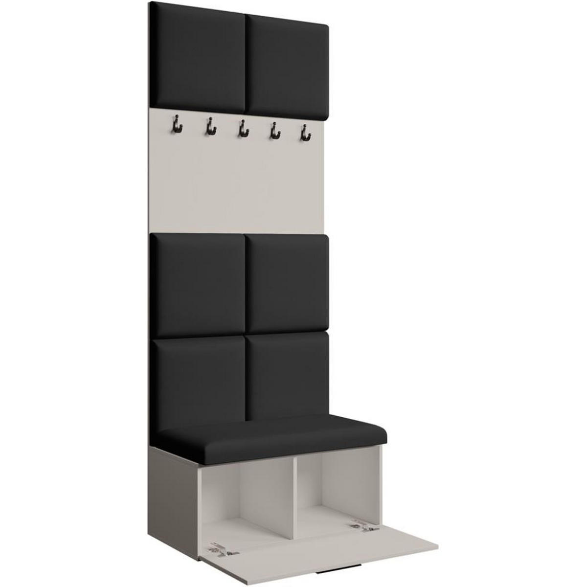 GARDEROBE Margaret I 81/203/43 gepolsterten Paneelen - Kaschmir/Schwarz, Holzwerkstoff/Kunststoff (81/203/43cm) - Beautysofa
