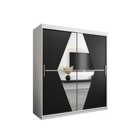SCHWEBETÜRENSCHRANK 200/180/62 2-türig - Silberfarben/Schwarz, Holz/Kunststoff (180/200/62cm) - Abiks Möbel