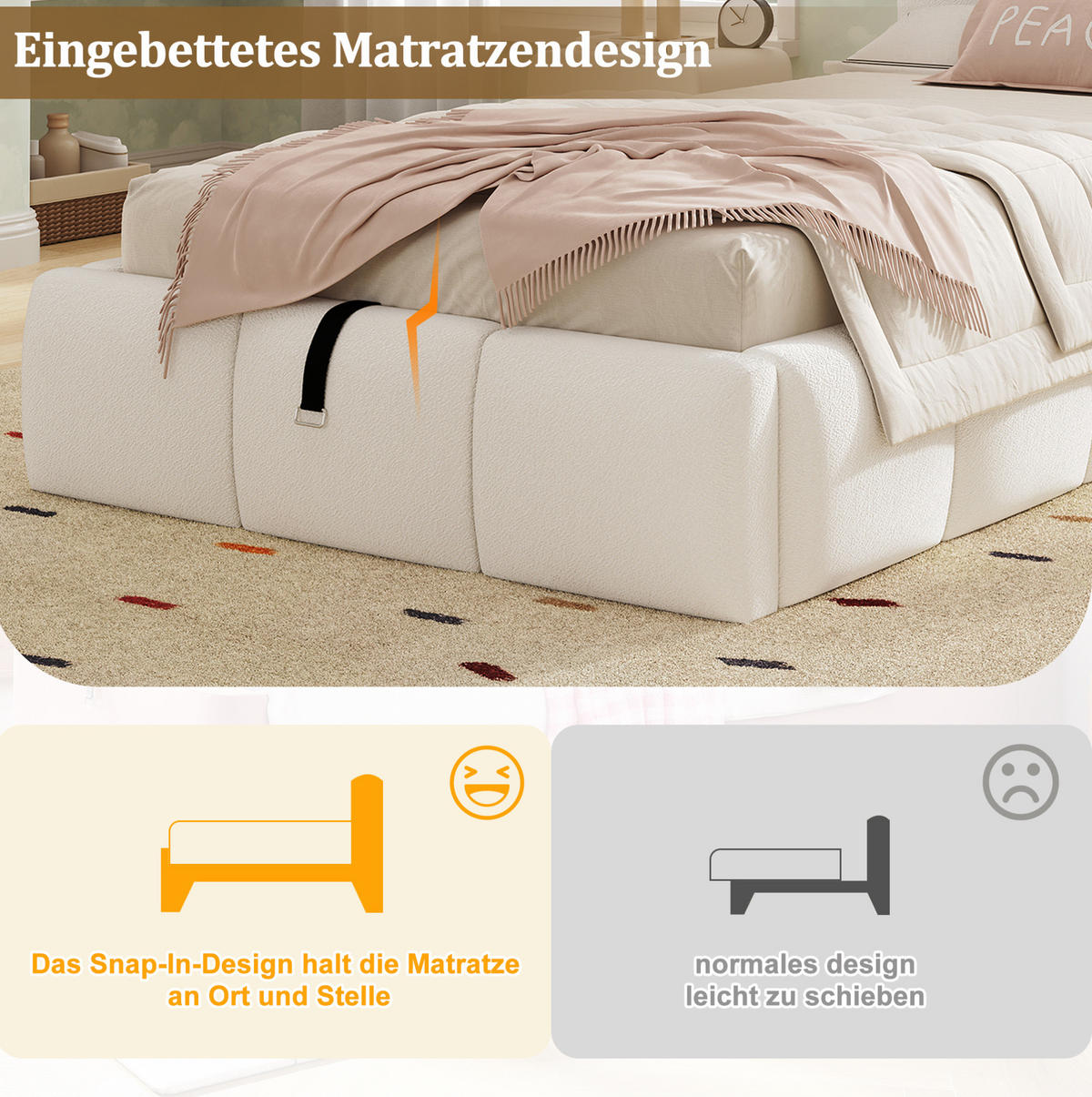 POLSTERBETT 90/200 cm mit Lattenrost, hydraulischem Stauraum und USB-C-Anschluss, Beige - Beige, Textil (90/200cm) - Redom