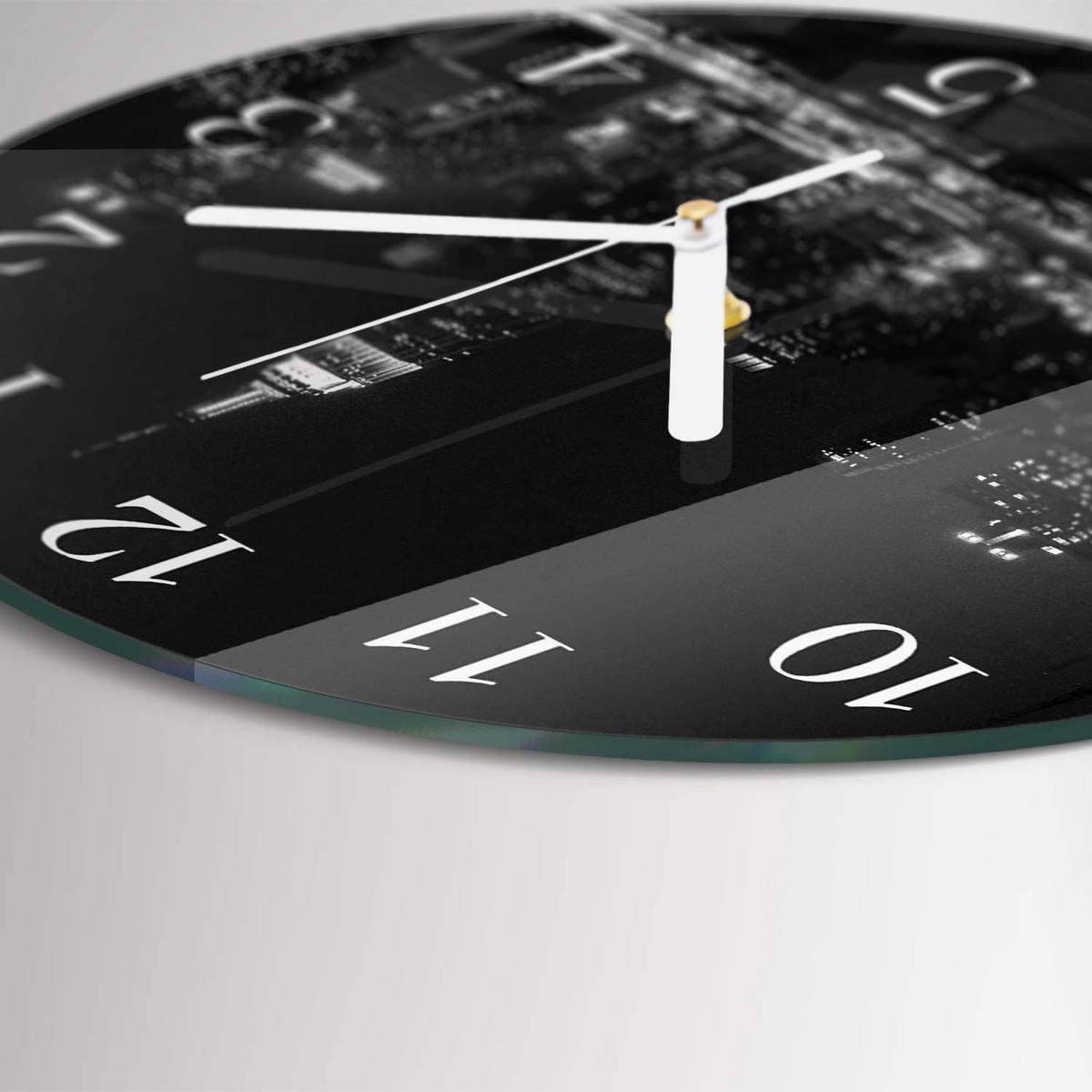 WANDUHR fi30 cm - Horizont - Schwarz, Glas (30/30/0.4cm) - TULUP