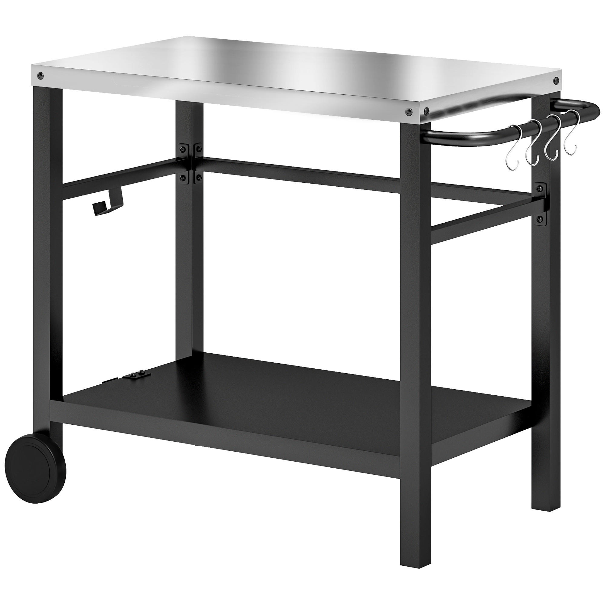 GRILLWAGEN mit Seitengriff Dunkelgrau - Dunkelgrau, Metall (56/81/102cm) - Outsunny