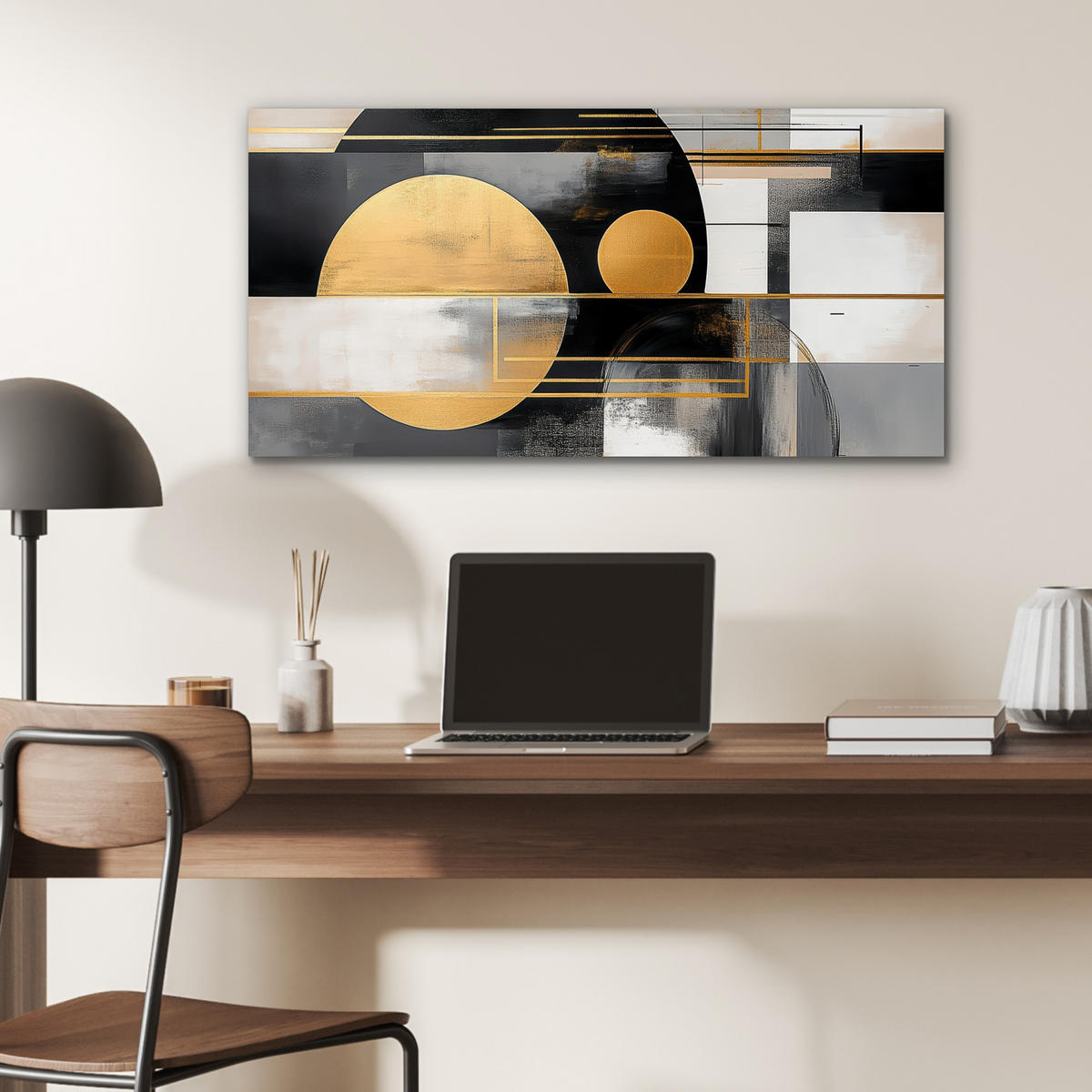 KOVOVÝ OBRAZ Abstraktné - Zlato - Striebro - Tvary - Estetické - Moderné 80x40 cm - zlatá, kov (80/40cm) - MuchoWow