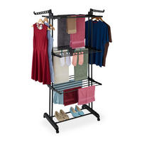 SUŠIAK na prádlo - čierna, kov/plast (126/179/63.5cm) - Relaxdays