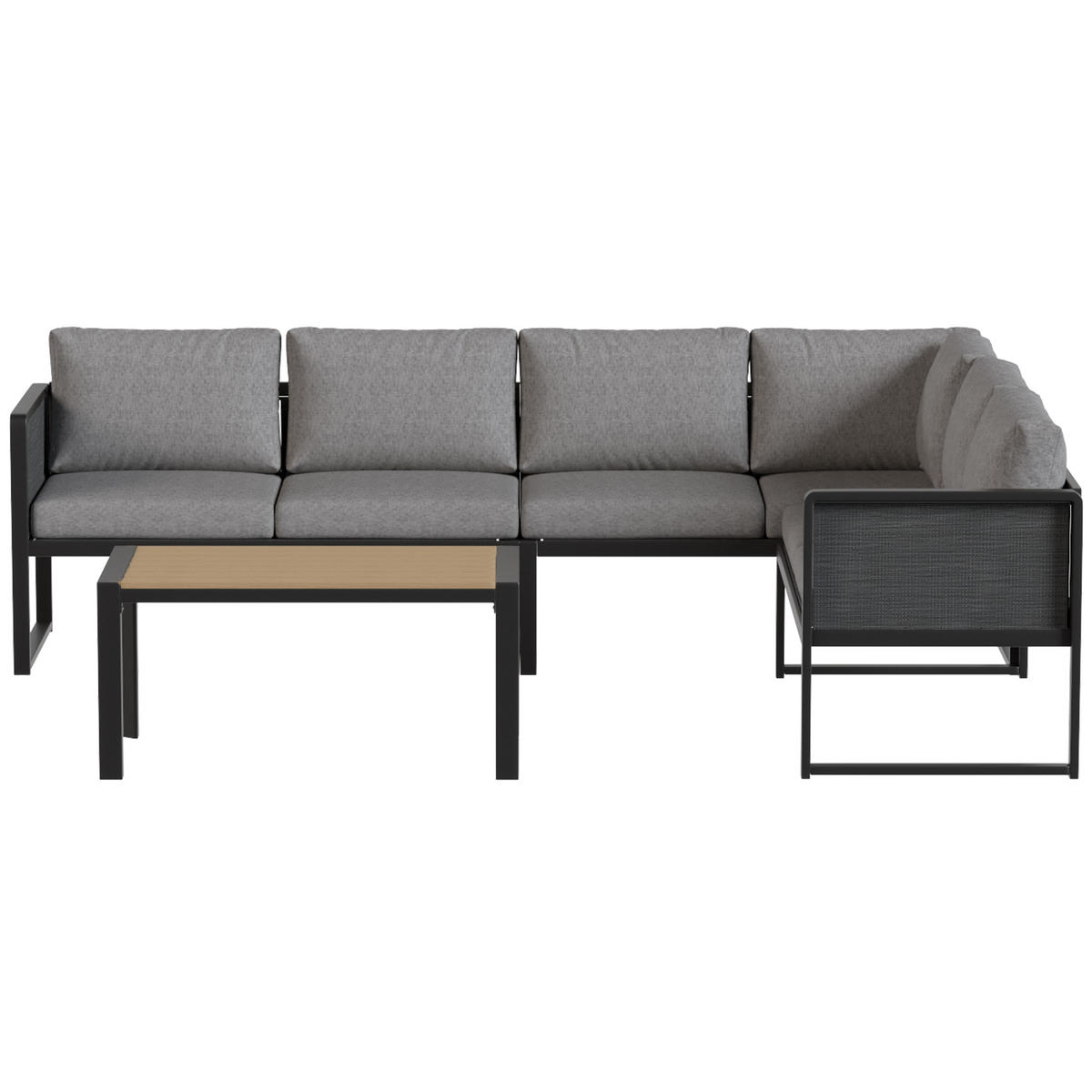 GARTENMÖBELSET DE-13529 6-sitzig mit 3 Sofas & Tisch Dunkelgrau - Hellgrau, Metall - ComfortXL