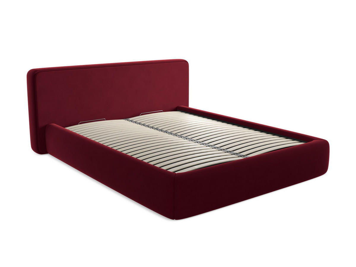 POLSTERBETT mit Bettkasten und Lattenrost 200x225 Rot - Bordeaux/Rot, Kunststoff/Textil (160/200cm) - Makamii