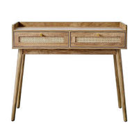 KONSOLE 2 Schubladen mit Rattanfronten und Holzbeinen Palmo 100/35/85,2 cm - Apfelbaumfarben, Holzwerkstoff (100/35/85.2cm) - Calicosy