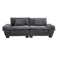 SOFA 2-Sitzer Velours Dunkelgrau mit Kissen und robustem Holzrahmen 224/81/81 cm - Dunkelgrau, Textil (224/81/81cm) - OKWISH