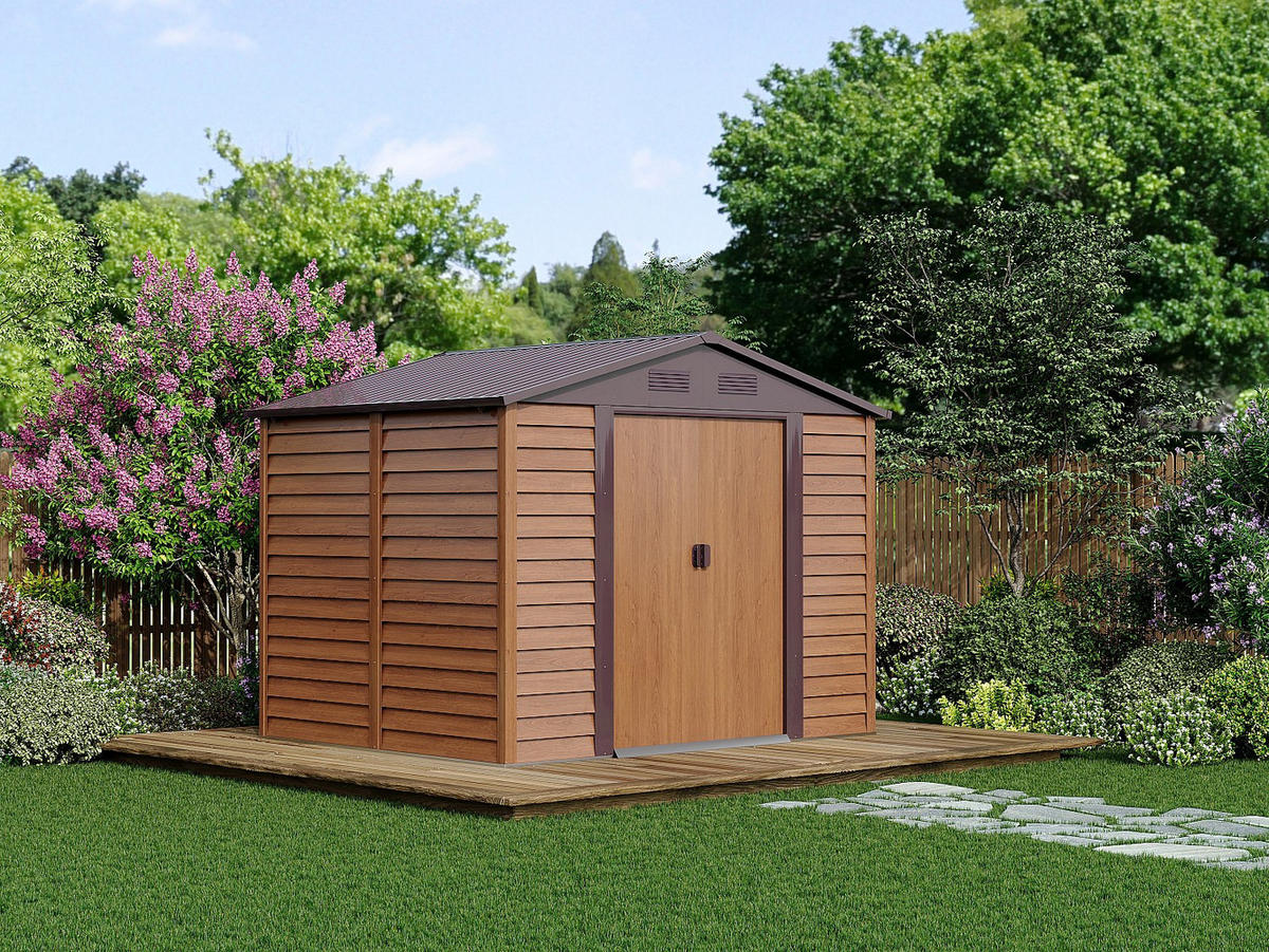 SCHREBERGARTENHAUS - 266 cm x 224 cm - metall - naturfarben dunkel Arsego - Naturfarben, Metall (266/177/224cm) - Vente-Unique