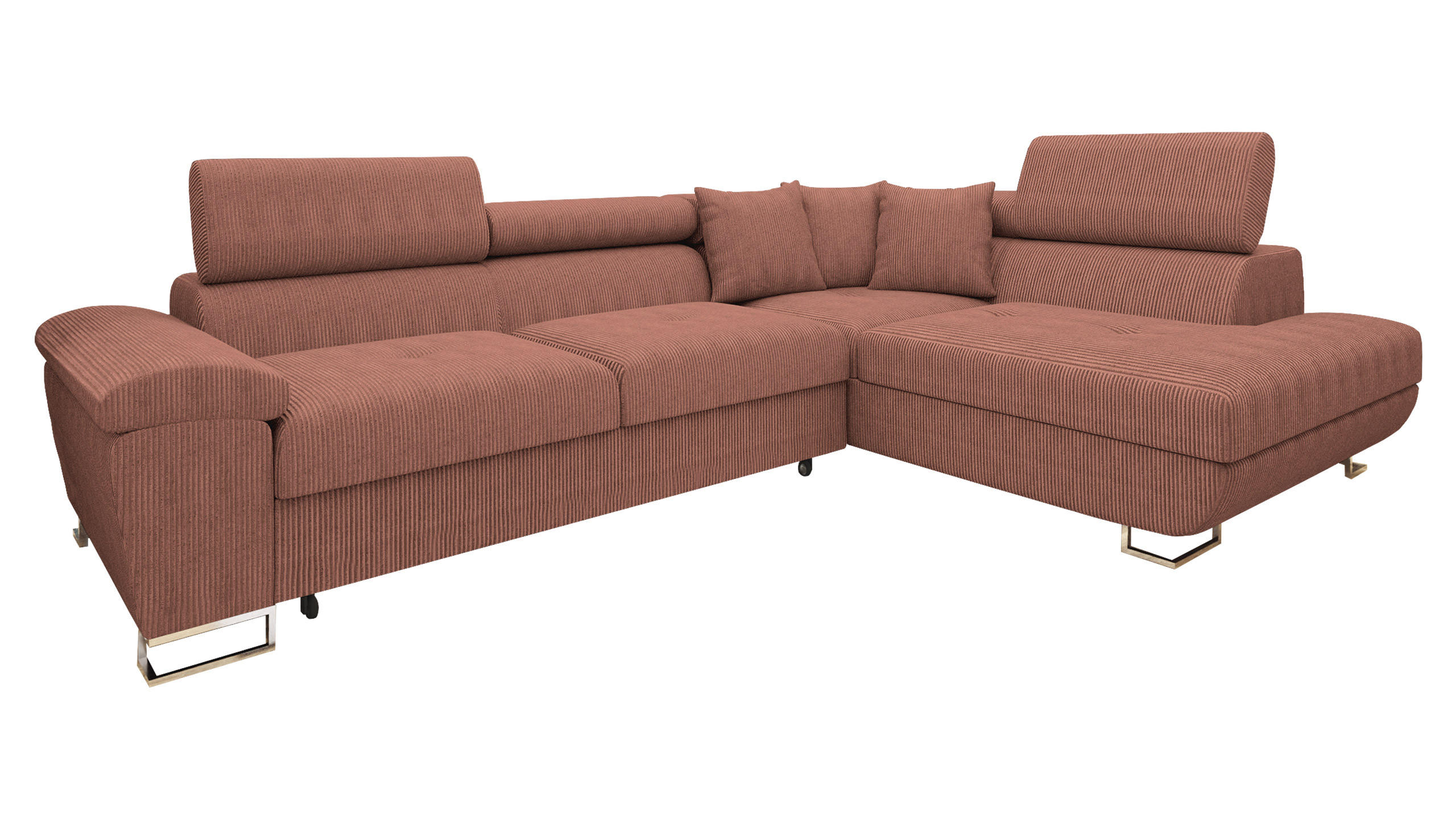 ECKSOFA Cotere Cord, Seite: Rechts - Rosa, Holz/Textil (270/202cm) - MIRJAN24